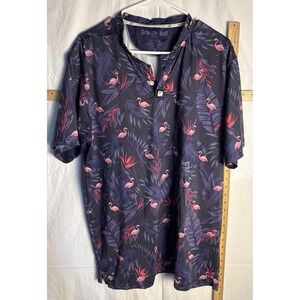 Greater Half Golf Polo Shirt Mens XL Flamingo Tropical‎ Print Performance GH